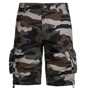 Ventes Flash du Jour Tactique Lin Short Baggy de Travail Cargo Homme Sport Vert armée Bermuda Chino Camouflage Short Cargo avec Poche de Chantier Pantalon Homme Sport Vert armée 42
