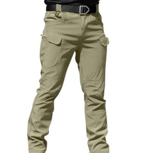 YAOBAOLE Pantalon Militaire Homme Treillis Pantalons Tactique Pantalon Homme Cargo Pantalons de Randonnée Kaki XL