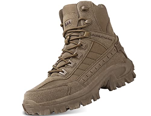 5.AA B21 Bottes militaires Chaussure de Combat Type Ranger Homme Haute avec Fermeture latérale et Coque de Protection Ideal Ranger Agent de sécurité marron 43 EU