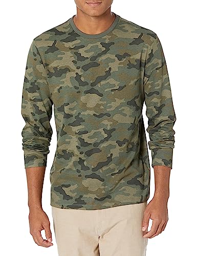 Amazon Essentials T-Shirt à Manches Longues Coupe Ajustée Homme, Vert Camouflage, XS