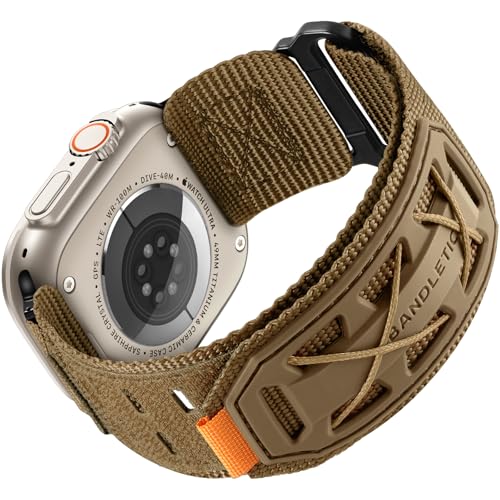 Bandletic Compatible avec Bracelet Apple Watch Ultra/Ultra 2 49mm 46mm 44mm 45mm 42mm(3/2/1), Bracelets Tactiques Résistants en Nylon Militaire pour iWatch Ultra 2/Ultra SE Series 10 9 8 7 6 5 4 3 2 1