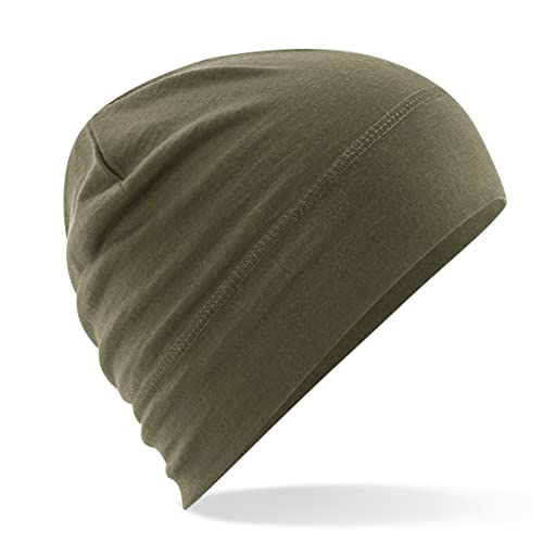 Beechfield Bonnet en laine mérinos B370, vert militaire, Taille Unique