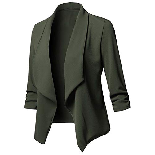 Blazer doublé pour femme - Veste à un bouton - Blazer court pour le travail et le bureau - Blazer décontracté élégant classique formel à manches longues - Costume d'extérieur, vert militaire, XL