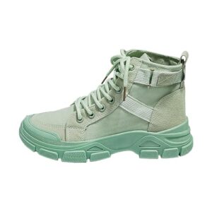 Bottines de combat pour femme - Bottes militaires punk avec lacets - Élégantes - Bottes de transition - Antidérapantes - Chaussures de travail - Trekking - Chaussures de randonnée, vert, 38 EU