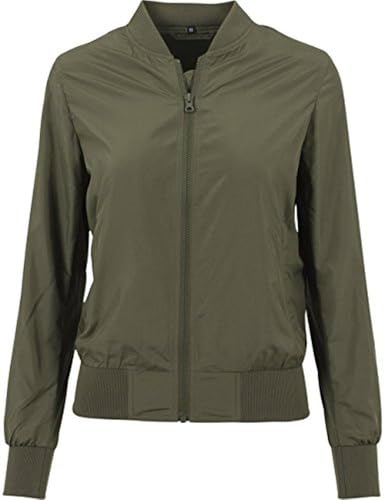 Build Your Brand Femme Veste Bomber en Nylon, Olive, L