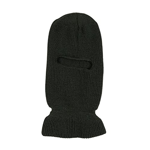 Caziffer Balaclava à 1 Trou de Visage Tricoté Cagoule Balaclava à Couleur Unie Masque de Ski Tricoté pour Homme Femme Hiver Halloween Noël (Vert foncé, One Size)