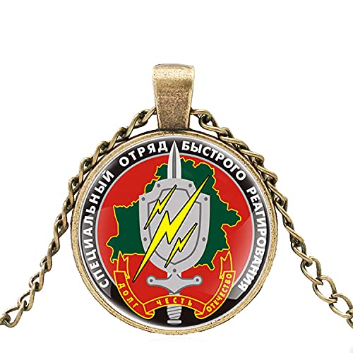 Collier avec pendentif cabochon en verre des forces spéciales russes - Pour homme et femme