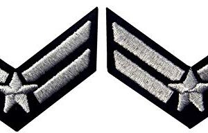 écusson brodé chevron, emblème décoratif soldat de l'armée de l'air, grade militaire, thermocollant ou à coudre argenté