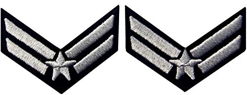 écusson brodé chevron, emblème décoratif soldat de l'armée de l'air, grade militaire, thermocollant ou à coudre argenté