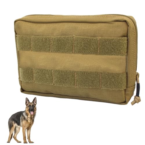 DONGKER Pochette Molle pour Harnais de Chien,Sacoche de Selle en Nylon Chien 1000D,Compartimentée pour Transporter Laisses,Colliers,Gamelles,Sacs a Crottes et Clés