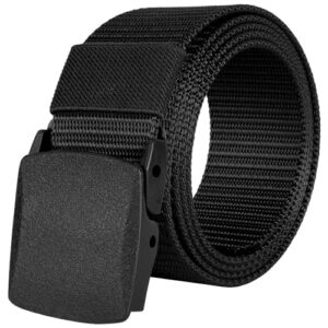 flintronic Ceinture en Nylon Homme, 120cm Ceinture Élastique pour Homme, Ceintures Tactique Militaire, Ajustable Sans Métal Ceintures Boucle en Plastique, Rapide à Travers la sécurité de l'aéroport