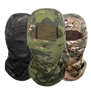 Freesom Lot de 3 Cagoule Camouflage Chasse Commando Militaire Adulte Moto 3D Français Cache Cou Col Visage Couvre-Chef Bandana Tube Homme Femme Tour de Cou Sport Moto Velo Cadeau Pas Cher (Noir)