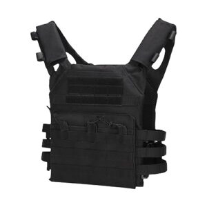 Gilet tactique léger pour homme et femme - Pour la chasse, le paintball, le tir, le jeu de guerre, Noir , Taille unique