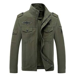 Homme Veste Automne Militaire Manteau Blousons Manches Longues Bombers Décontractée Vert d'armée XL