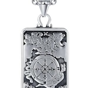 INFINIONLY Hommes Collier Plaque Militaire en Acier Inoxydable Fashion Pendentif de Boussole Nautique Collier Amulette Bijoux Fantaisie Adolescents Accessoires Décoration