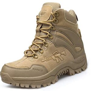 IYVW A09 A Bottes militaires Hommes Bottes Militaire avec Fermeture Latérale, Bottes Patrouille Combat Tactique Recrues Armée Désert Sécurité Militaire Chaussure marron 44 EU