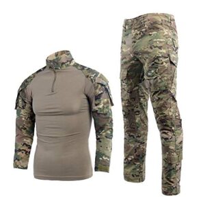 LANBAOSI Treillis Militaire Homme Chemise de Manches Longues et Camouflage Pantalon Costume Uniforme pour Paintball Chasse Tir BDU