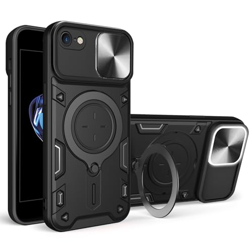 LXHGrowH Coque pour iPhone 6 / iPhone 6S, Housse Anti-Choc Militaire Prévention des Chutes Protecteur Armor avec [360°] Fonction Support à Bague de Rotation, Protection de la Caméra Etui, Noir