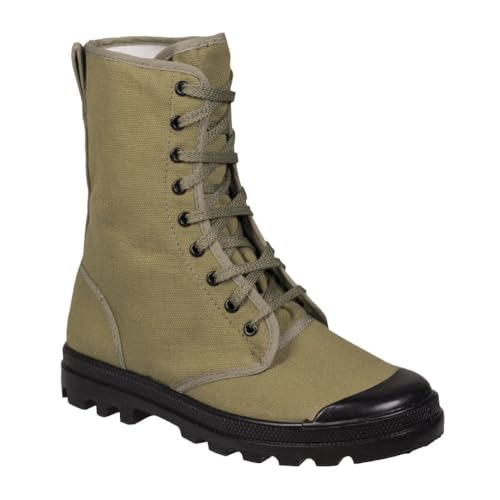 Mil-Tec Bottes de commando françaises en toile 9 trous Olive, vert, 43 EU