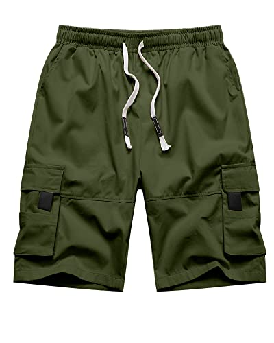 NANAMEEI Shorts Cargo Homme Elastique Shorts et Bermudas Militaire Homme Casual Montagne Multi Poches Grande Taille Vert Armée XL