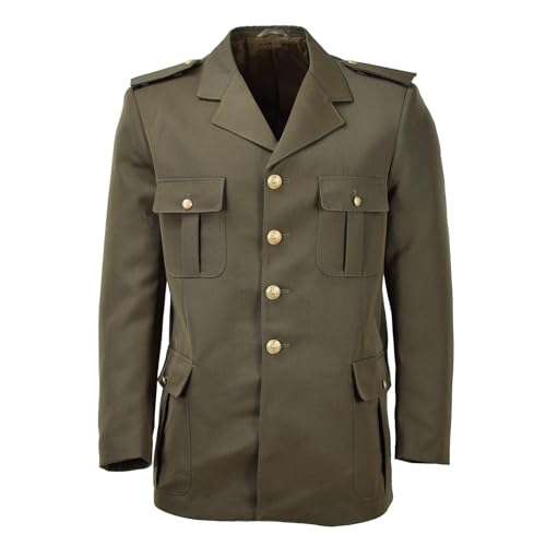 Original Italie Militaire Verde Parade Robe Uniforme Veste Vintage Marron, marron, Taille unique