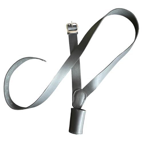 Porte-drapeau en cuir véritable noir - Réglable - Sangle de transport pour drapeau militaire - Ceinture de drapeau militaire et accessoire d'uniforme - Ceinture d'épaule droite