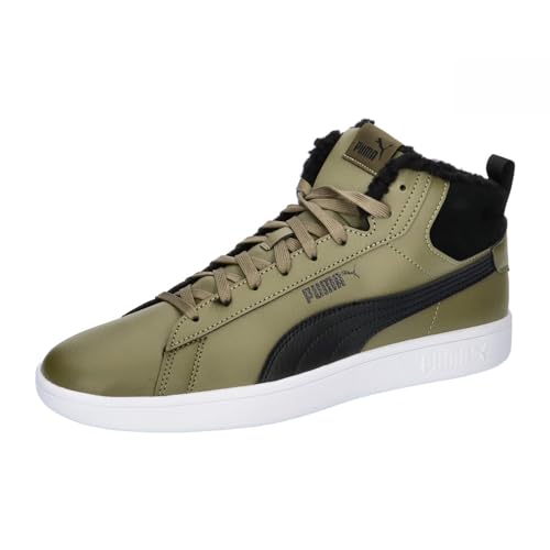PUMA Unisex Smash 3.0 Mid Wtr Baskets, Olive Drab Black White Green, 37.5 EU