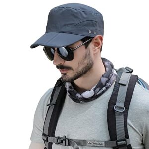 Pyrafox Casquette militaire imperméable à bord court respirant pour homme - Casquette de baseball classique réglable, Gris (bord pliable), Taille unique