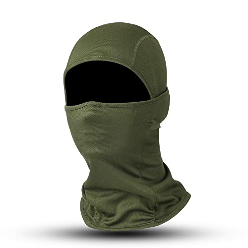Rovtop Cagoule Vert Militaire, Cagoule de Moto pour Homme Femme, Balaclava élastique avec Cache-cou, pour Sports Velo Ski Snowboard Randonnée, Portable Cagoule Doux et Confortable Respirant Coupe-vent