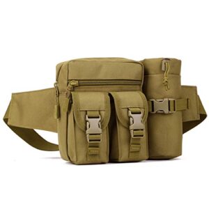Sac de Ceinture Sac Banane Etanche Tactique Militaire avec Poche de Bouteille d'eau Homme Femme pour Courir Escalade de vélo