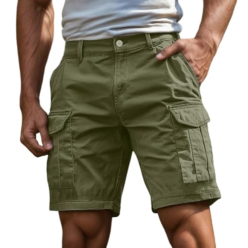 Short Homme Cargo Shorts Et Bermudas Travail Sport Jogging Slim Fit Militaire de Montagne Ceinture Elastique Boardshort Pantalon Court avec Poches Pantacourt Non Incluse Ceinture S-4XL