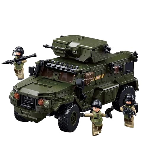 Tarcury Ensemble de Construction Voiture Blindée Typhoon-VDVS - Ensemble Militaire de l'Armée avec 4 Soldats Jouets - Modèle de 519 PCS pour Enfants et Adultes
