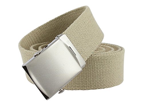 YEHMAN Ceinture sangle en toile style militaire 6 coloris 130 cm de long 3,5cm large (Beige)