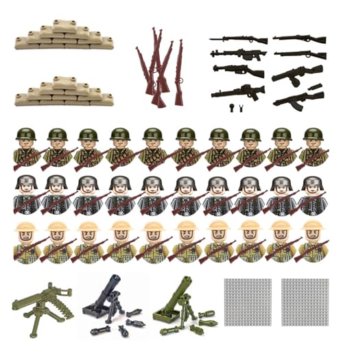 Yoedge Soldier Action Figurines Military Kit comprenant 2 mortiers, 1 mitrailleuse, 1 plaque de fond, 20 sacs de sable, parfaits pour les passionnés d'histoire, les soldats