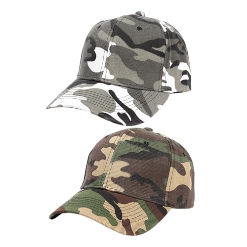 ZGDEIWGF 2 Pièces De Casquettes De Baseball Camouflage, Casquettes De Baseball Pour Enfants, Chapeau De Soleil Réglable À Pression, Chapeau De Soleil D'Extérieur, Chapeau Décontracté D'Été
