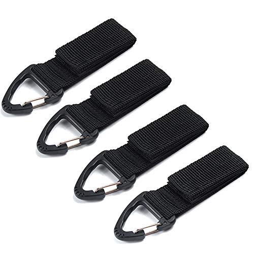 4 PCS Nylon Tactique, Pince Mousqueton Tactique, Molle Pendaison, Boucle de Gilet Tactique, Mousqueton De Ceinture,Crochet Cle Sangle Boucle, Boucle de Ceinture avec Porte clé, Porte clé Compati