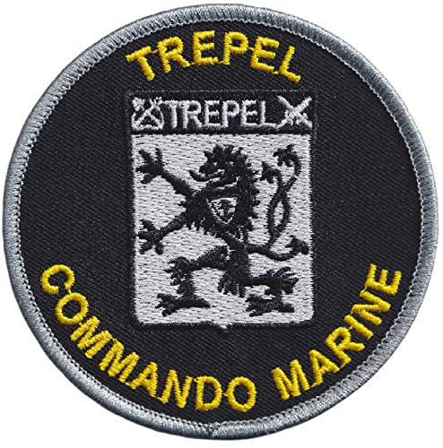 B174 - Ecusson Patch Brodé Thermocollant - Diamètre 8 cm - Commando Marine Trepel Militaire armée