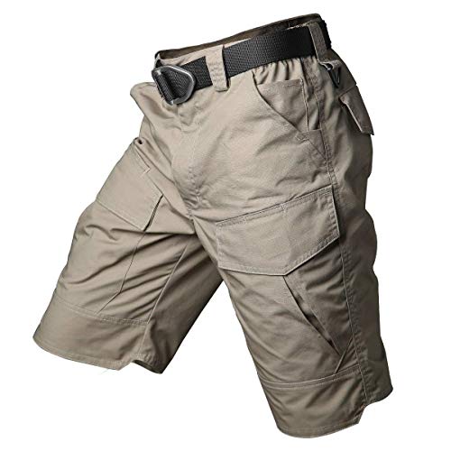 CARWORNIC Short cargo tactique pour homme avec poches multiples Motif camouflage - Or - 200*70