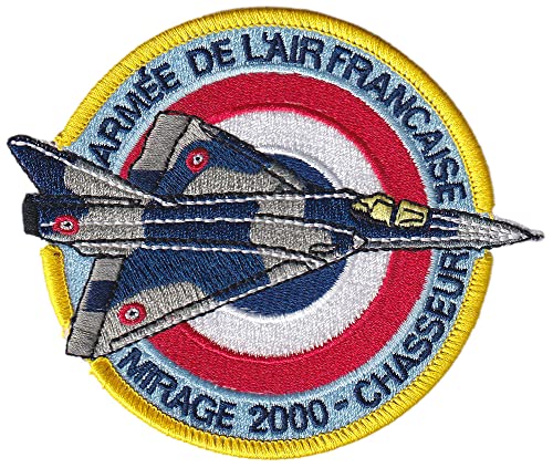 D431 - Ecusson Patch Brodé Thermocollant - 10,2 cm x 8,8 cm - Armée Militaire France Avion Mirage