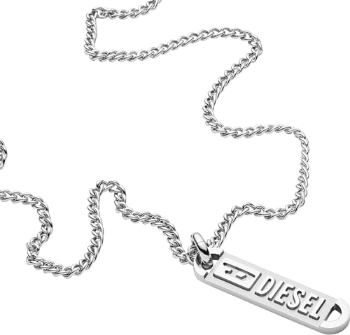 Diesel Collier pour homme en acier inoxydable avec fermoir à mousqueton