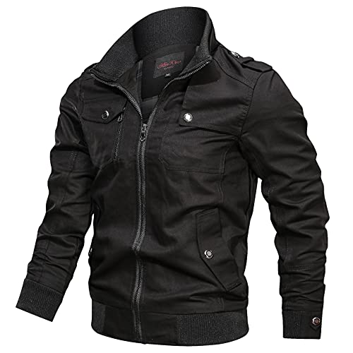 Générique Veste Militaire Homme Été, Blouson Tactique Homme Col Montant, Coupe Vent, De Loisirs, Veste Demi-Saison Imperméable Jacket Casual Veste De Travail avec Poches Blouson Moto Zippée