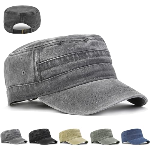 LUKIUP Casquette Militaire Homme Style, Casquettes de Baseball Homme, Bonnets et Chapeaux Homme, Réglable Plat Chapeau pour Sports et Extérieur
