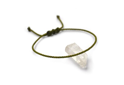 Papacho Creations Bracelet Vert Kaki Militaire Tressé avec du Fil Ciré. Corde Fine 2mm. Simple, Ajustable, Unisexe et Résistant à l'Eau. Fait Main en France Réf#30
