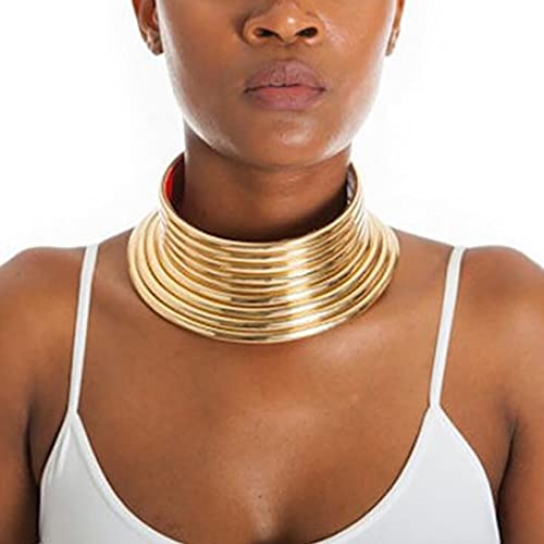 Prosy Collier ras-du-cou punk africain doré pour femme, Or Plastique