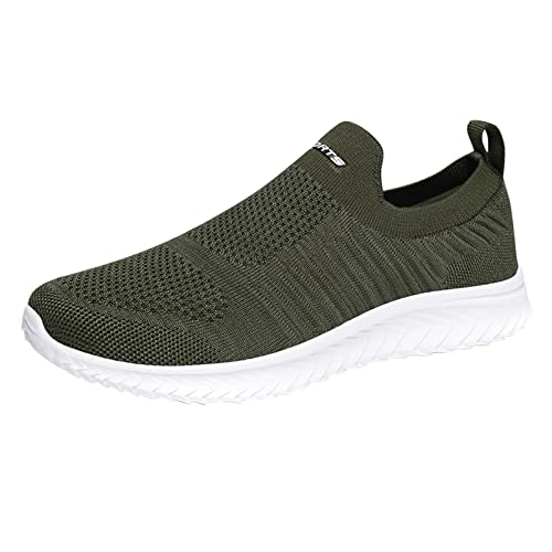 Semelles de baskets pour homme Odeur Mode été Hommes Maille Fly Tissée Respirante Légère Confortable Casual Fond Plat Baskets Homme, vert militaire, 40 2/3 EU