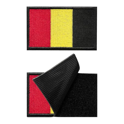SUCIKORIO Lot de 2 écusson à Coudre Belgique Tissus Patch Autocollant Textile écusson Drapeau Belge Ecusson Scratch Militaire Patchs Brodés Airsoft Patch Pour Sac à Dos, Conception de Bricolage