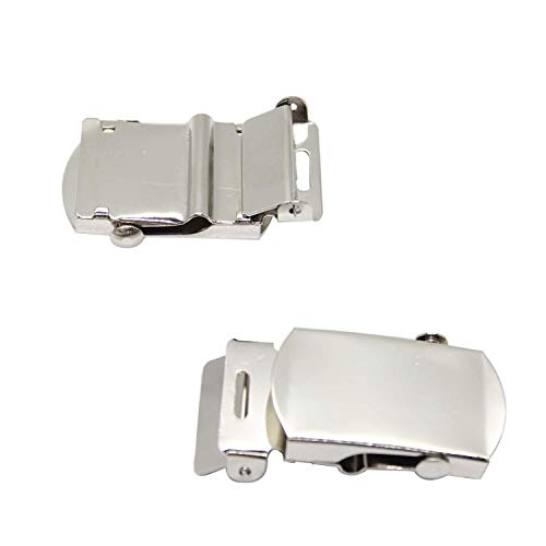 Trimming Shop Boucle de Ceinture pour Hommes et Femmes - Boucle de Ceinture de Style Militaire avec Fermeture sécurisée - Fermoir en métal pour Sangles et Ceintures en Toile (25 mm, Argent, 2 pièces)