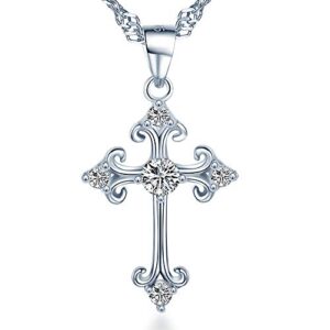 Unendlich U Collier de Couples, Pendentif en 925 argent, Pendentif croix, orné les strass, collier de femme homme, classique