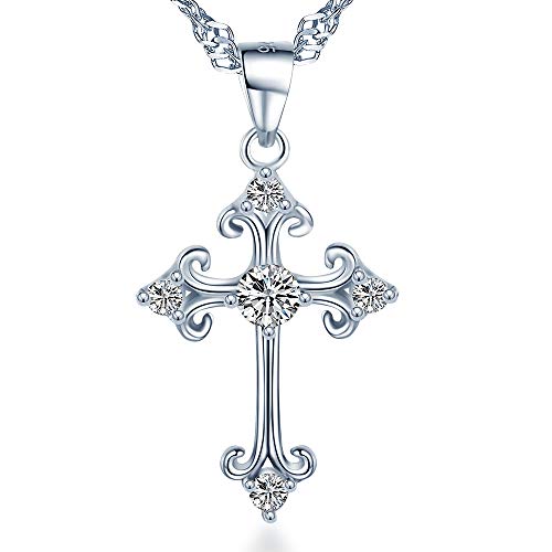 Unendlich U Collier de Couples, Pendentif en 925 argent, Pendentif croix, orné les strass, collier de femme homme, classique
