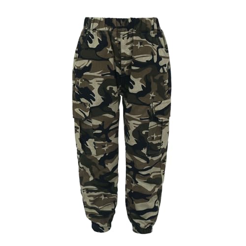 CHICTRY Enfant Garçon Pantalon Cargo Camouflage Poches Casual Pantalon de Sport Jogging Taille Élastique Militaire Survêtement 3-12 Ans 3-4 Ans